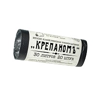 Мешки для мусора 30 л, черные, в рулоне 20 шт., ПНД, 7 мкм, 560х440 мм, Крепаномъ, 4607075710580 в Абакане