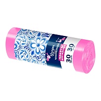 Мешки для мусора 30 л, розовые, в рулоне 30 шт., ПНД, 8 мкм, 560х480 мм, Узоры Чистоты, МУ3605 (ММЭ-30роз) в Абакане