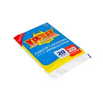 Мешки для мусора 20 л, с ручками, черные, в пачке 20 шт., ПНД, 10 мкм, 550х440 мм, Крепак, 4607075710085 в Абакане