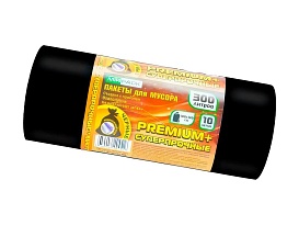 Мешки для мусора 300 л, черные, в рулоне 10 шт., ПВД 70 мкм, 1400х1000 мм, PREMIUM+, 30010160 в Абакане