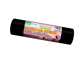 Мешки для мусора 180 л, ароматизированные, черные, в рулоне 10 шт., ПВД, 50 мкм, 1100х930 мм, EXTRA black, 18008301 в Абакане