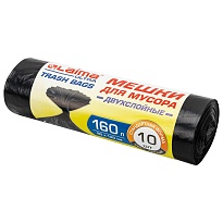 Мешки для мусора 160 л, черные, в рулоне 10 шт., ПВД, 30 мкм, 1200х900 мм, LAIMA ULTRA, 607694 в Абакане