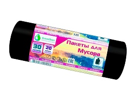Мешки для мусора 30 л, черные, в рулоне 20 шт., ПНД, 7 мкм, 600х500 мм, MIRPACK Classik, 302040 в Абакане