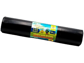 Мешки для мусора 200 л, ароматизированные, черные, в рулоне 10 шт., ПВД, 100 мкм, 1200х800 мм, Добрыня, Dob20010black в Абакане