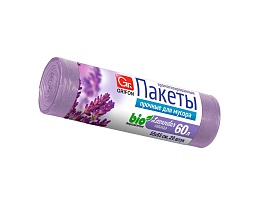 Мешки для мусора 60 л, ароматизированные, Лаванда, сиреневые, в рулоне 20 шт., ПНД, 9 мкм, 650х550 мм, GRIFON Aroma, 101-023 La в Абакане