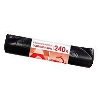 Мешки для мусора 240 л, черные, в рулоне 10 шт., ПВД 100 мкм, 1350х900 мм, Концепция Быта, 603887 в Абакане