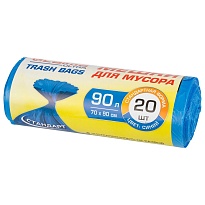 Мешки для мусора 90 л, синие, в рулоне 20 шт., ПНД, 14 мкм, 900х700 мм, LAIMA ULTRA, 607693 в Абакане
