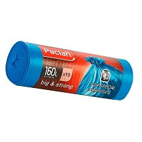 Мешки для мусора 160 л, синие, в рулоне 10 шт., ПВД, 21 мкм, 1200х870 мм, PACLAN Big&Strong, 604075 в Абакане