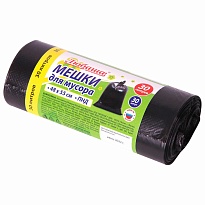 Мешки для мусора 30 л, черные, в рулоне 30 шт., ПНД, 7 мкм, 550х480 мм, Любаша, 608089 в Абакане