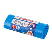 Мешки для мусора 60 л, синие, в рулоне 20 шт., ПНД, 10 мкм, 680х580 мм, LAIMA, 606703 в Абакане