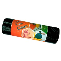 Мешки для мусора 60 л, черные, в рулоне 30 шт., ПНД, 6 мкм, 640х580 мм, Концепция Быта EcoClean, 603890 в Абакане