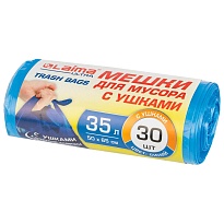 Мешки для мусора 35 л, с ушками, синие, в рулоне 30 шт., ПНД, 11 мкм, 650х500 мм, LAIMA ULTRA, 607684 в Абакане