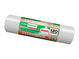 Мешки для мусора 120 л, белые, в рулоне 10 шт., ПНД, 14 мкм, 1100х700 мм, EXTRA, ex1201803 в Абакане