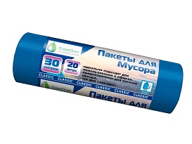 Мешки для мусора 30 л, синие, в рулоне 20 шт., ПНД, 7 мкм, 600х500 мм, MIRPACK Classik, 302041 в Абакане