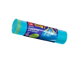 Мешки для мусора 50 л, с завязками, голубые, в рулоне 15 шт., ПНД, 14 мкм, 700х600 мм, GRIFON, 101-063 в Абакане