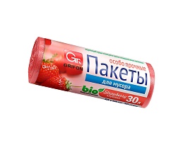 Мешки для мусора 30 л, ароматизированные, Клубника, красные, в рулоне 20 шт., ПНД, 9 мкм, 560х530 мм, GRIFON Aroma, 101-020 K в Абакане