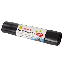 Мешки для мусора 240 л, черные, в рулоне 5 шт., ПВД 30 мкм, 1300х900 мм, Любаша, 605338 в Абакане