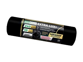 Мешки для мусора 240 л, черные, в рулоне 10 шт., ПВД 60 мкм, 1300х930 мм, EXTRA LUX+, 24010115 в Абакане