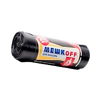 Мешки для мусора 60 л, черные, в рулоне 20 шт., ПНД, 9 мкм, 700х600 мм, МЕШКОFF, 4045 в Абакане