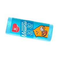 Мешки для мусора 30 л, синие, в рулоне 30 шт., ПНД, 5 мкм, 560х480 мм, Эконом, МЭ3841 (ПМ-30-30) в Абакане
